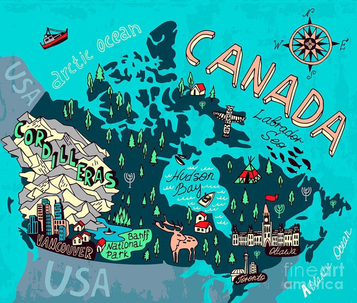 خريطة مناطق الجذب السياحي في كندا